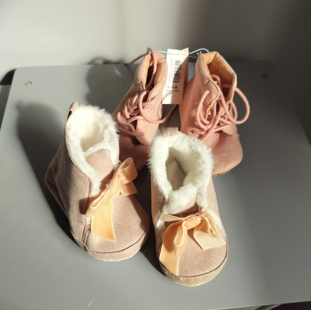 2 Faux-Suede Lace-Up Booties for Baby